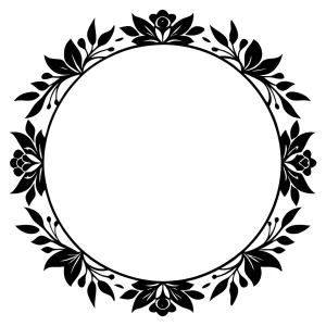 Elegant Black and White Floral Circle Decorative Frame