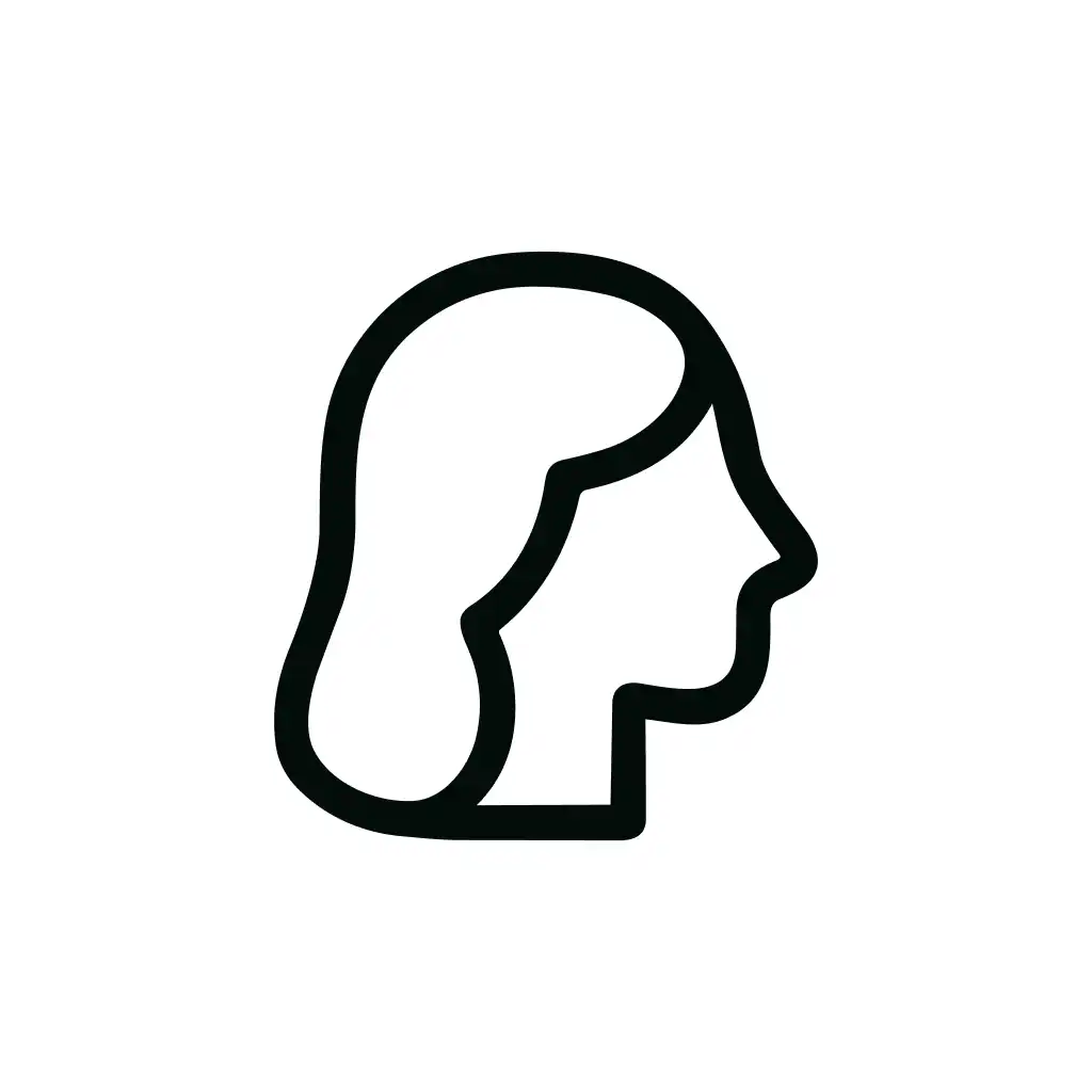 Minimalist Outline Female Profile Head Icon Graphic