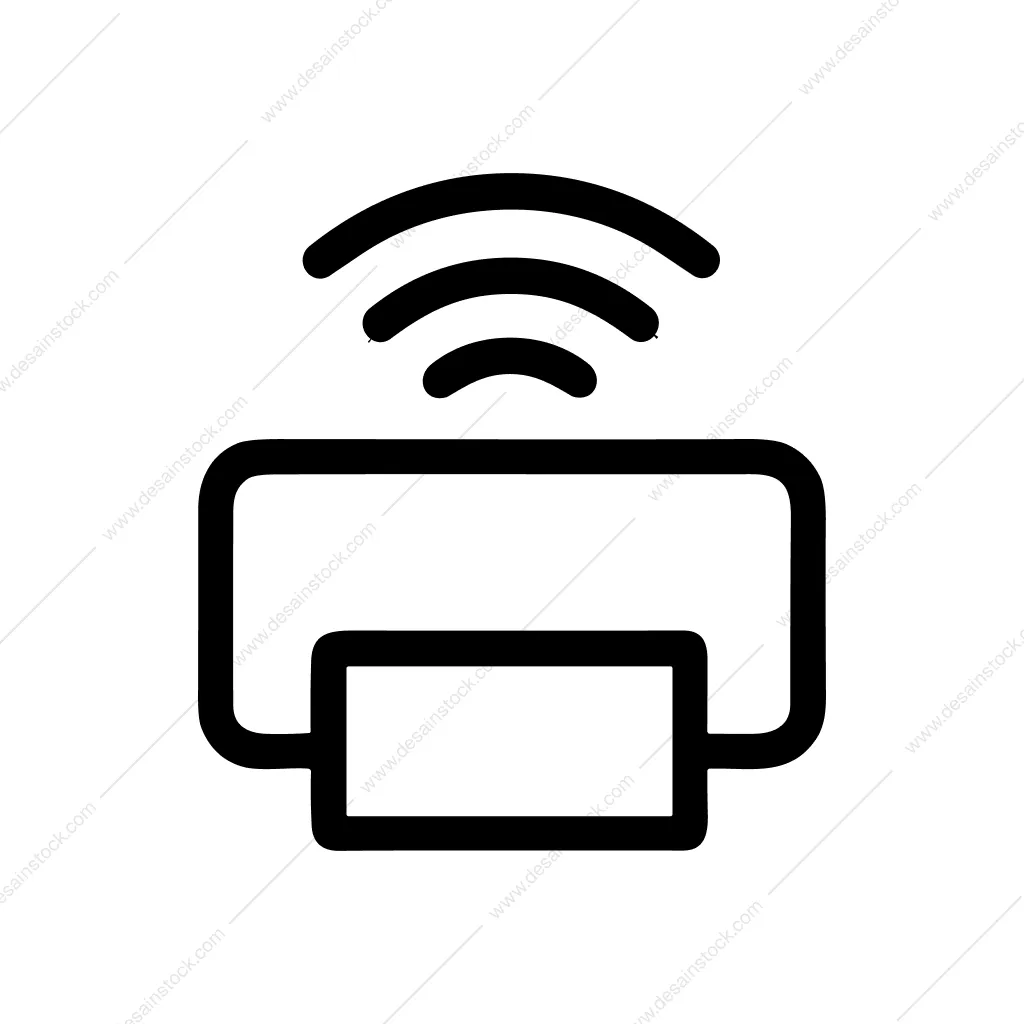 Outline Simple Printer Wireless Connection Symbol Icon