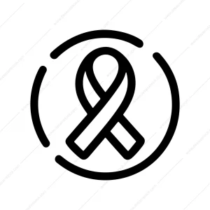 Outline Simple Awareness Ribbon Symbol in Circle Icon