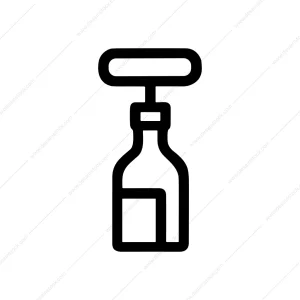 Outline Minimalist Wine Bottle Opener Isolated Sign Icon
