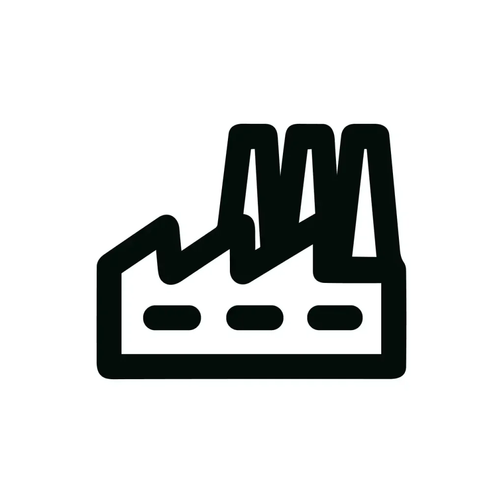 Minimalist Line Style Manufacturing Plant Industrial Factory Building Outline Icon