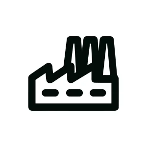 Minimalist Line Style Manufacturing Plant Industrial Factory Building Outline Icon