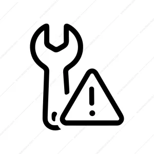 Simple Outline Wrench Triangle Exclamation Point Warning Icon