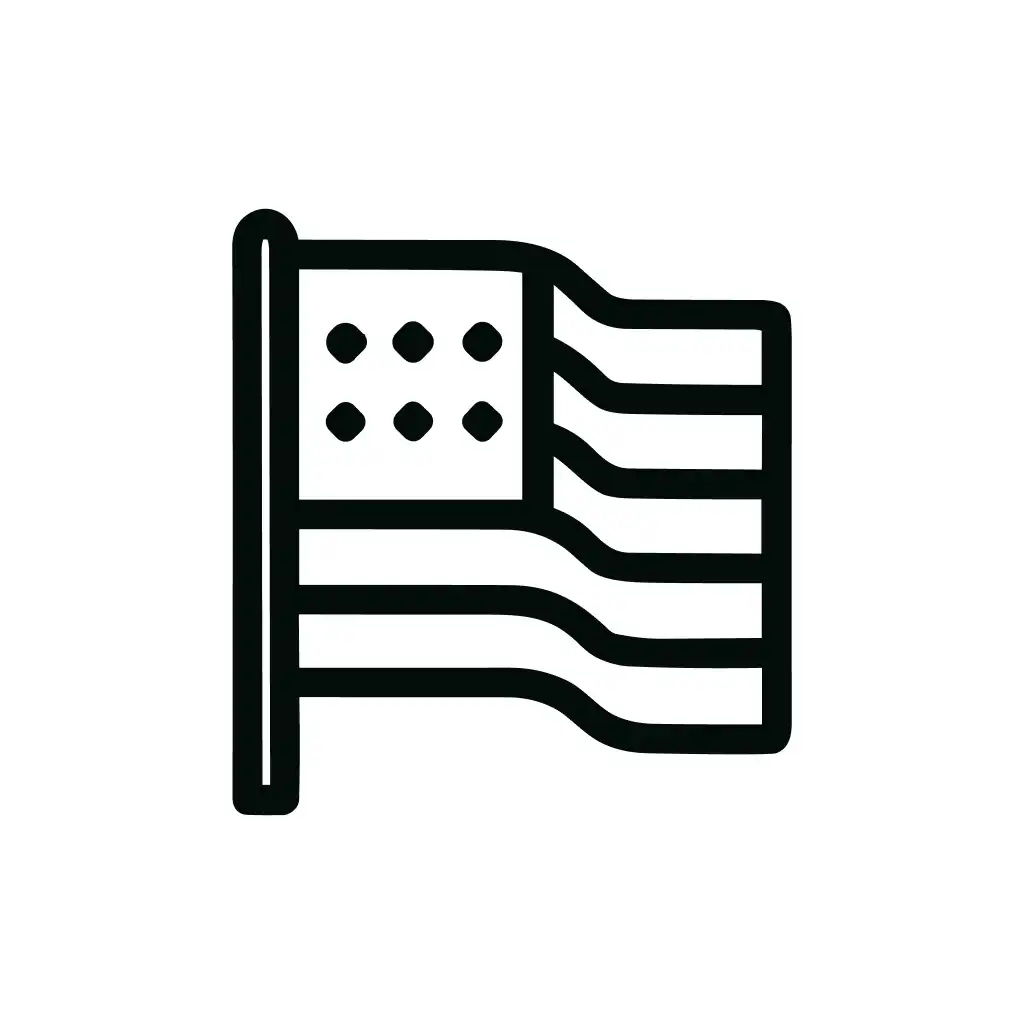 Simple Outline American Flag Symbol Graphic Element