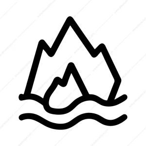 Simple Outline Iceberg Floating on Water Graphic Icon