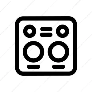 Outline Rounded Square Stove Top Kitchen Appliance Icon