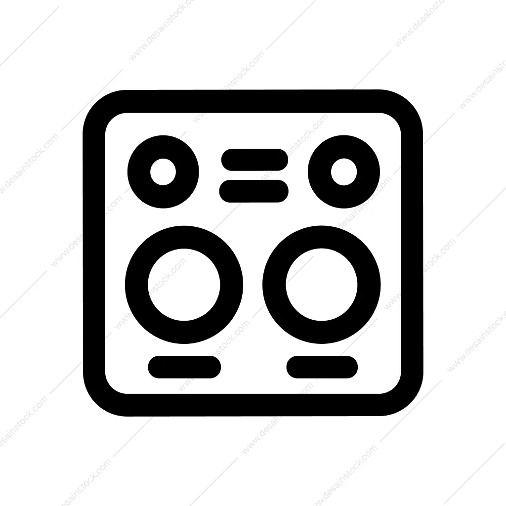 Outline Rounded Square Stove Top Kitchen Appliance Icon