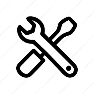 Simple Outline Crossed Wrench and Screwdriver Tool Icon