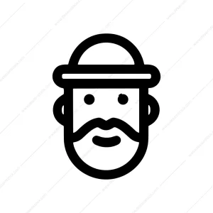 Minimalist Outline Gnome Face Character Portrait Icon