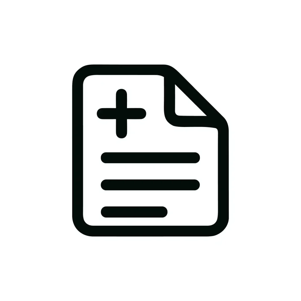 Simple Line Style Medical Report Icon on Document Paper Sheet