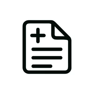 Simple Line Style Medical Report Icon on Document Paper Sheet