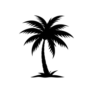 Simple Silhouette Black Palm Tree Illustration Graphic