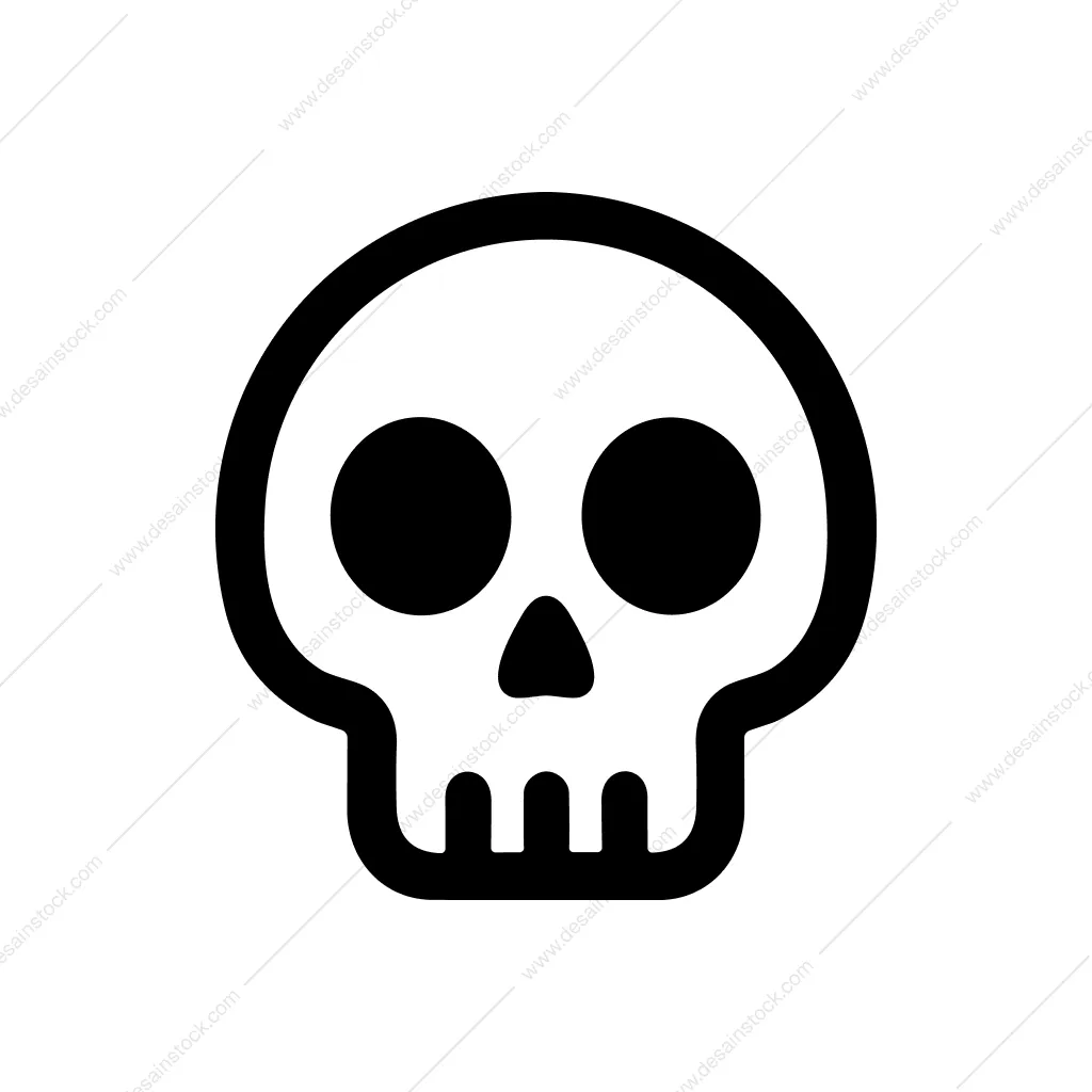 Simple Outline Black Skull Head Anatomy Icon