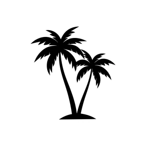 Minimalist Silhouette Tropical Palm Tree Duo Nature Icon