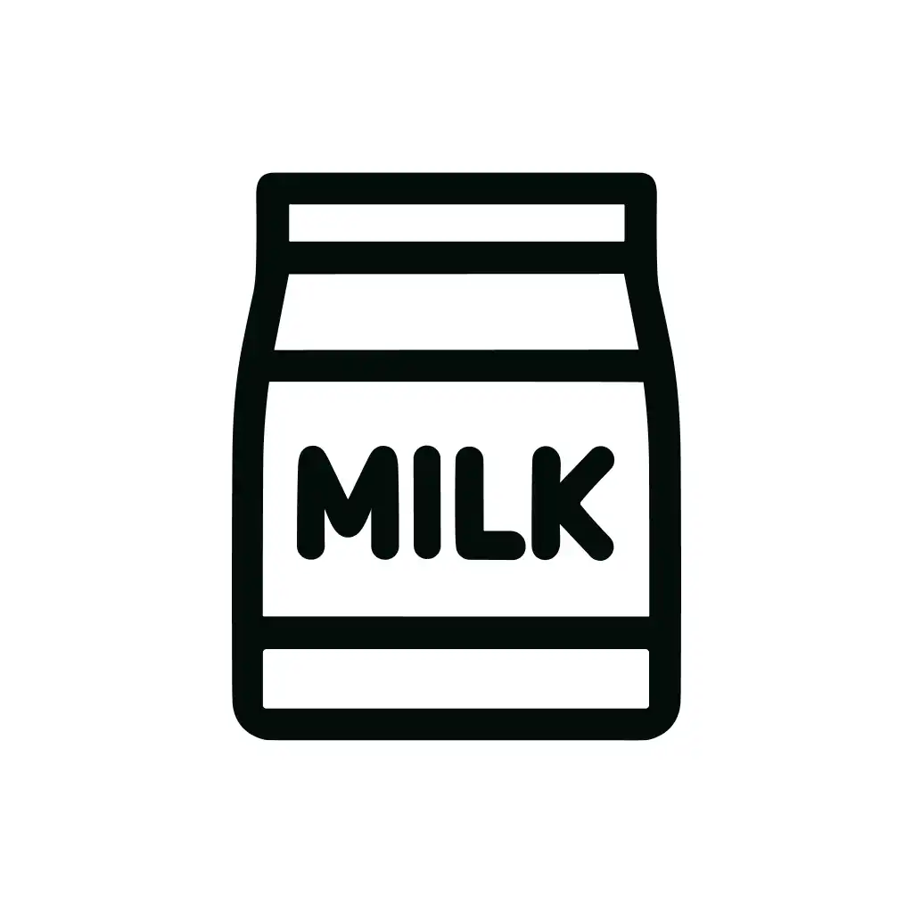 Simple Outline Milk Carton with Bold Text and Minimalist Design Icon
