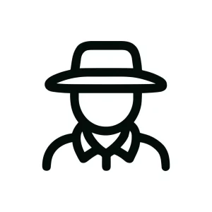 Simple Outline Gentleman with Hat Avatar Icon