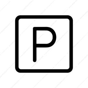 Minimalist Outline Rounded Parking Sign Symbol Icon Graphic