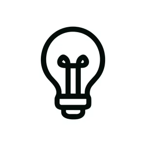 Simple Line Art Light Bulb Icon Isolated on White Background