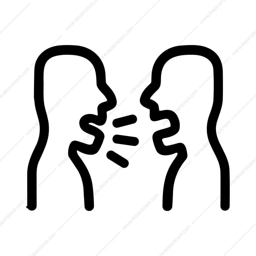 Outline Minimalist Talking People Head Communication Sign Icon