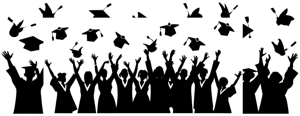 Silhouette Celebrating Graduation Ceremony Crowd Group Achievement Event