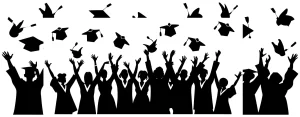 Silhouette Celebrating Graduation Ceremony Crowd Group Achievement Event