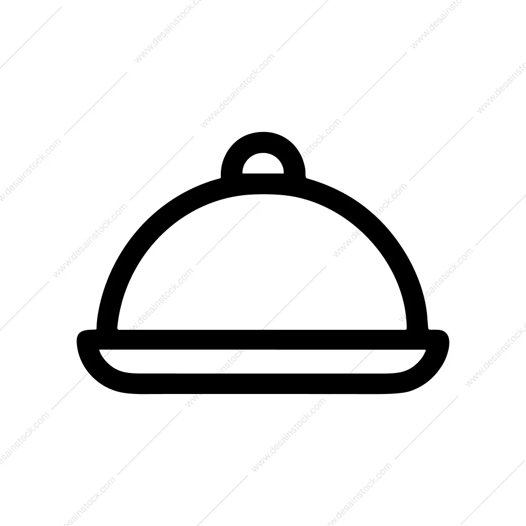 Outline Minimalist Food Cloche Serving Tray Dish Icon