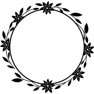 Simple Elegant Floral Circle Border Frame Decoration Element