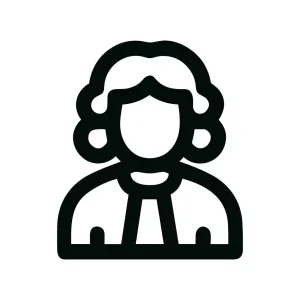 Simple Line Art Judge Attorney Advocate Icon in Outline Style
