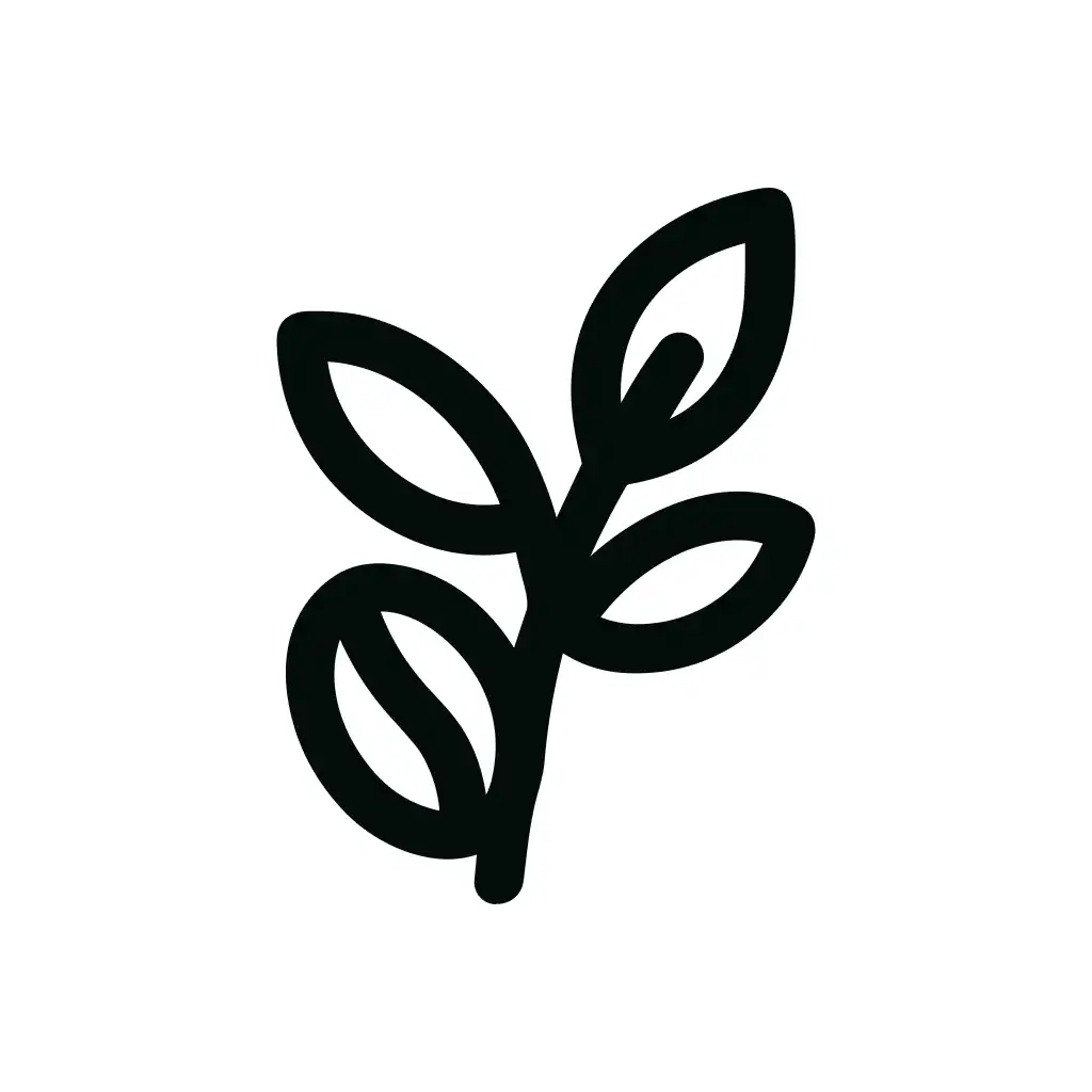 Minimalist Outlined Leaf Branch Design Element for Natural Decoration Icon