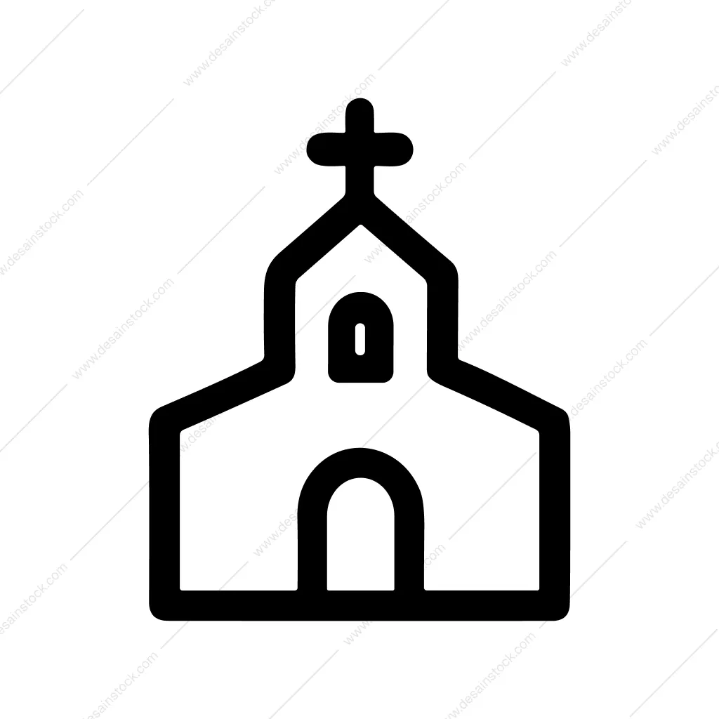 Simple Outline Church Building Architecture Structure Sign
