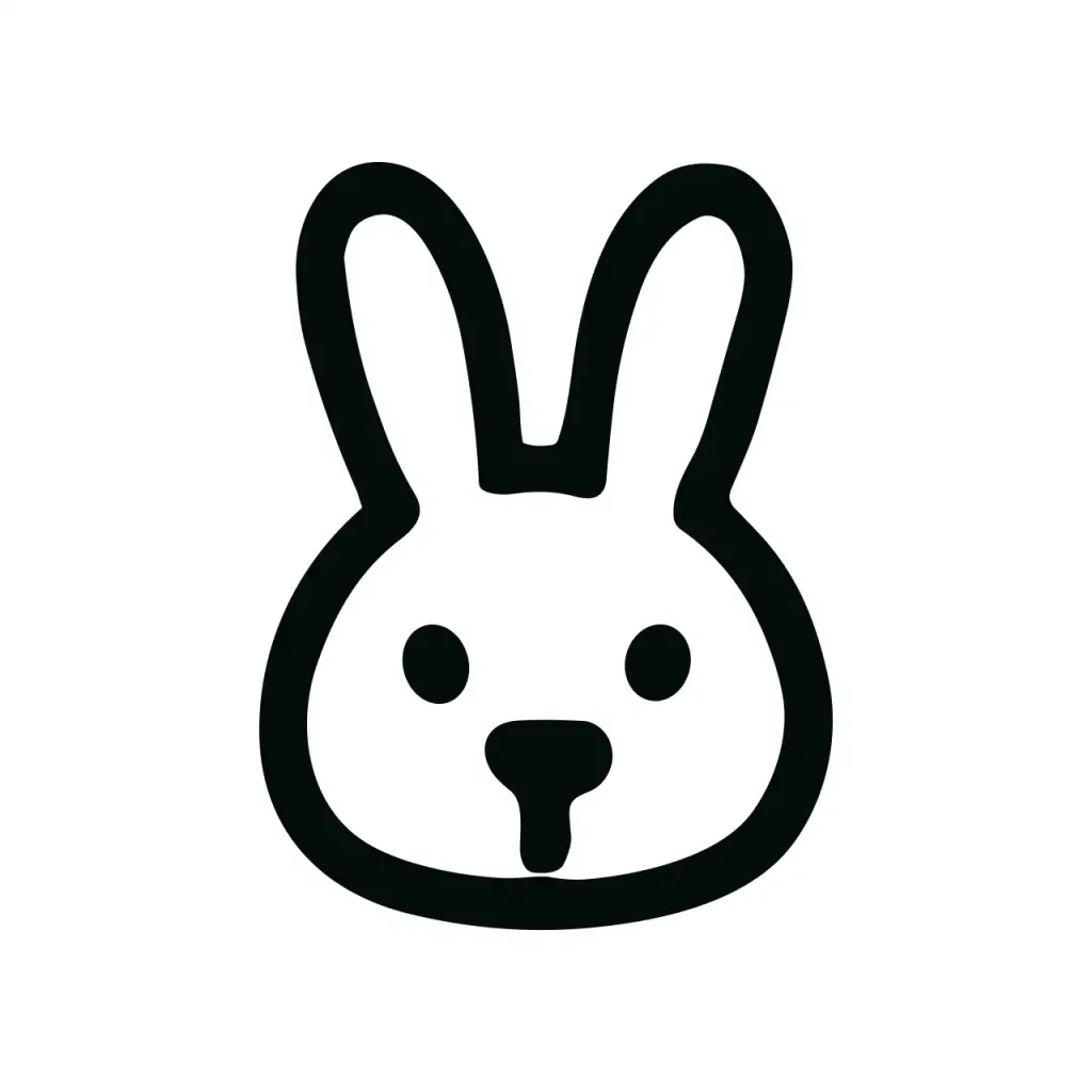 Simple Line Drawing Rabbit Head Graphic Element Minimalist Icon