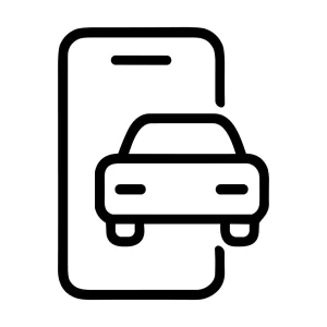 Minimalist Outline Style Car on Smartphone Screen Application Icon