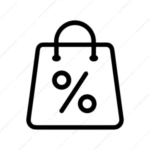Outline Minimalist Shopping Bag Percentage Discount Icon Symbol