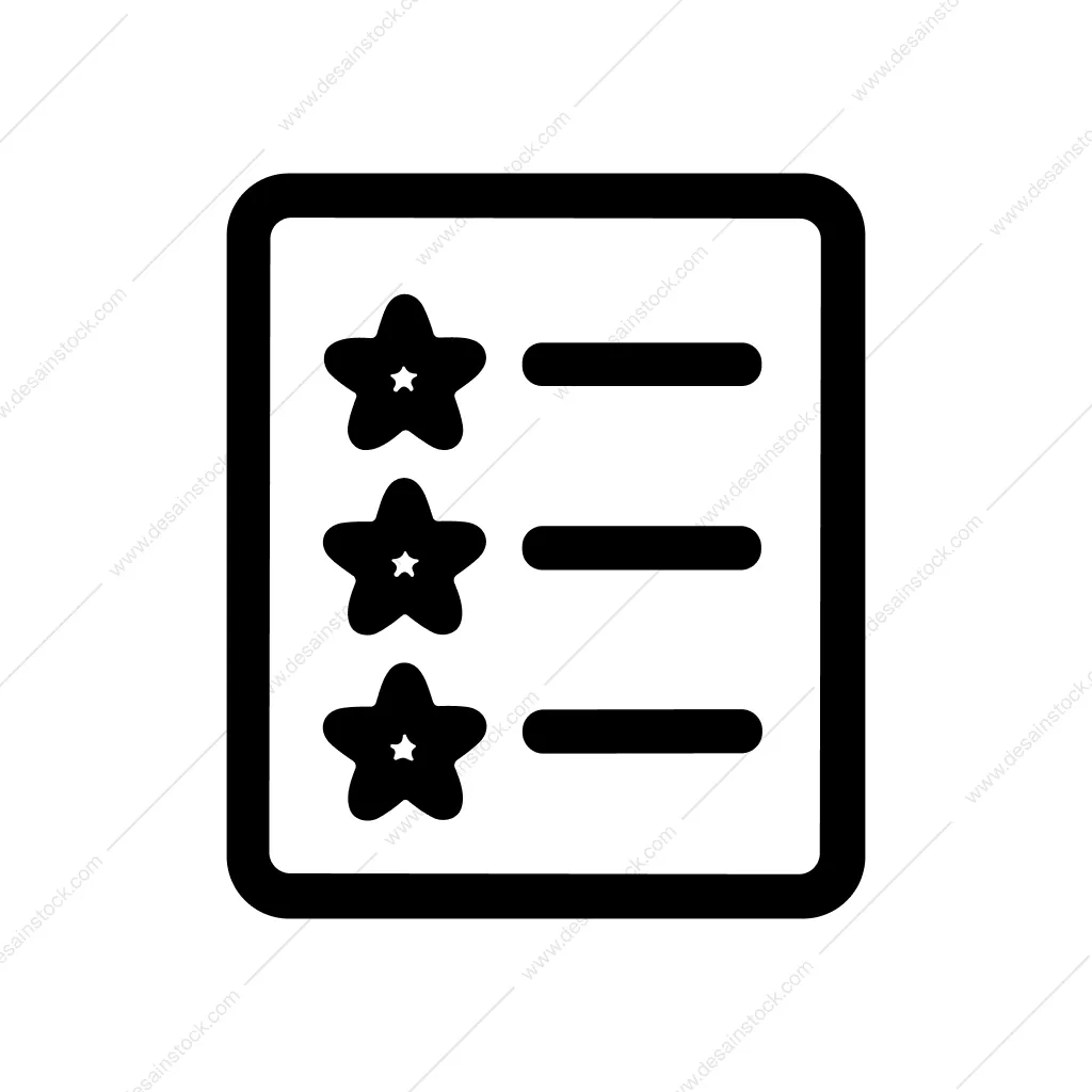 Outline Simple Star Ranking List Document Icon