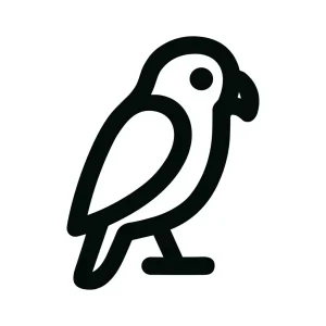 Minimalist Outline Parrot Standing Bird Graphic Element