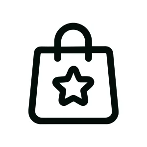 Outline Simple Shopping Bag with Star Shape Logo Icon