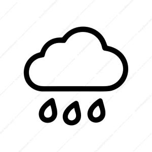 Minimalist Outline Cloud Raindrop Weather Forecast Symbol Icon