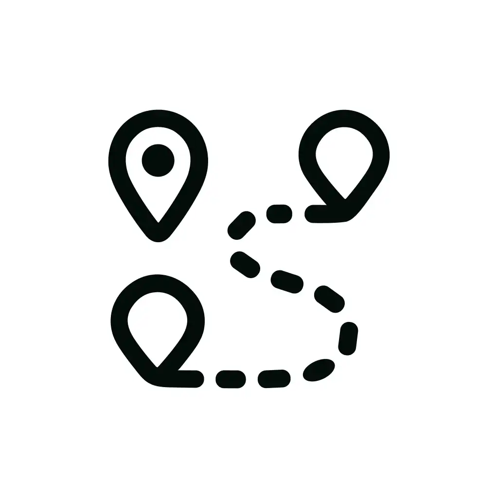 Minimalist Outline Destination Route Navigation Points Icon