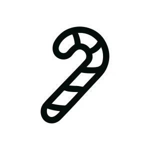 Simple Line Art Candy Cane Sweet Treat Holiday Season Icon