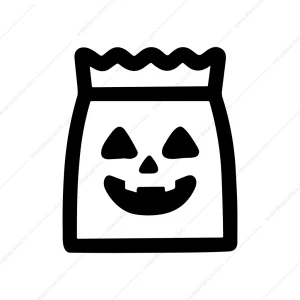 Minimalist Outline Pumpkin Face Treat Bag Icon