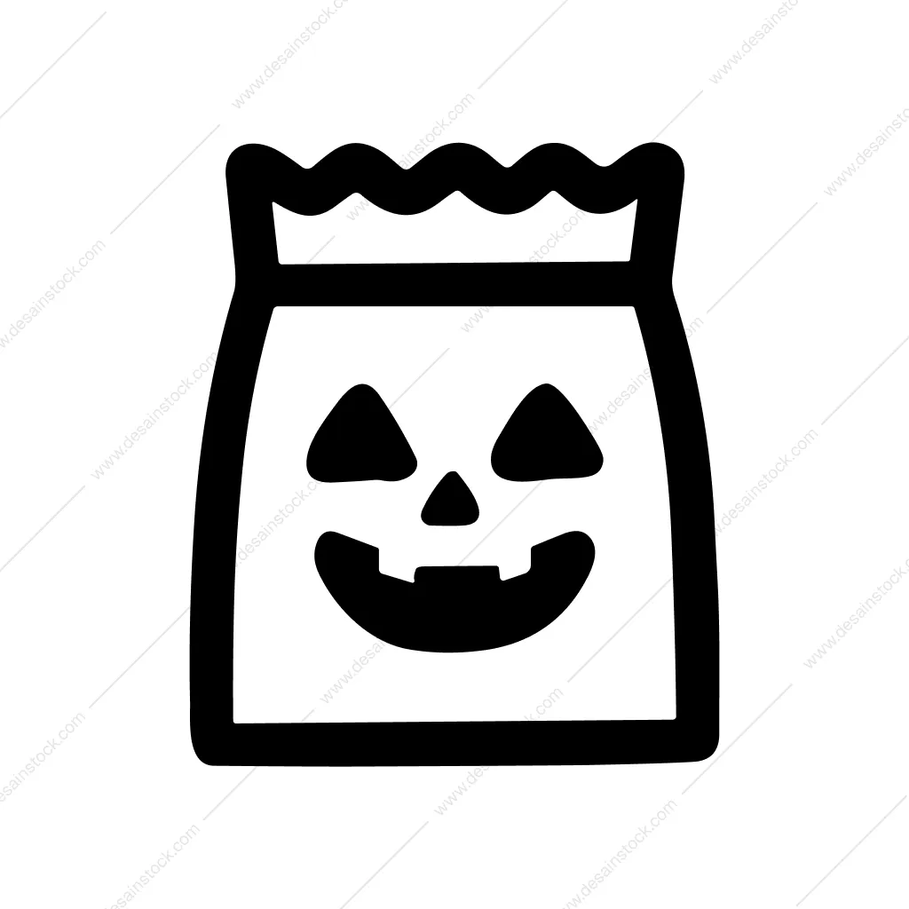 Minimalist Outline Pumpkin Face Treat Bag Icon