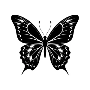 Black and White Silhouette Butterfly Insect Creature Wing Graphic Illustration
