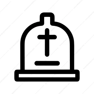 Simple Outline Gravestone Line Icon Cemetery Silhouette