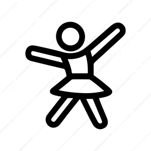 Minimalist Line Art Dancing Girl Outline Icon