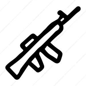 Simple Handdrawn Assault Rifle Black Outline Sign Icon