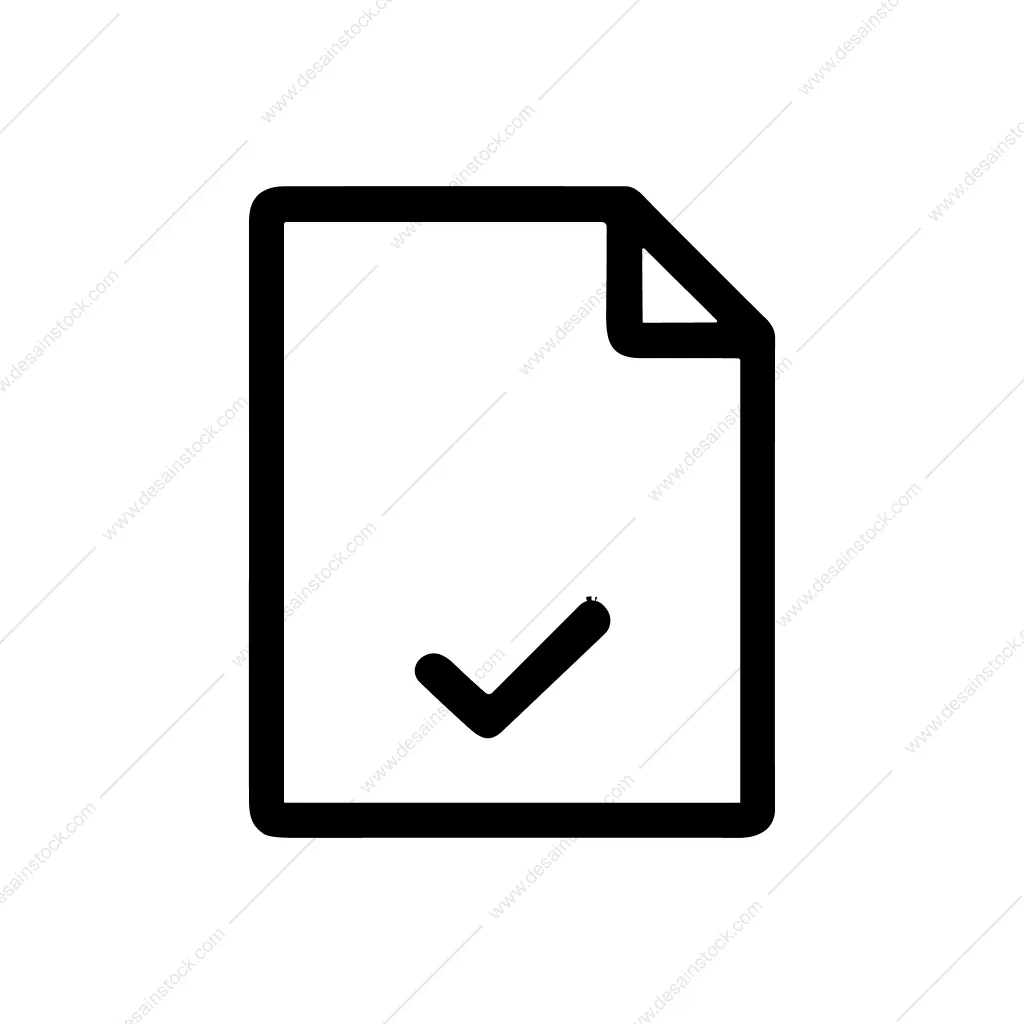 Simple Outline Paper Checkmark Symbol Shape Illustration