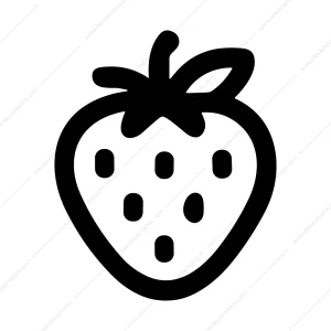 Bold Outline Strawberry Isolated Simple Sweet Food Icon