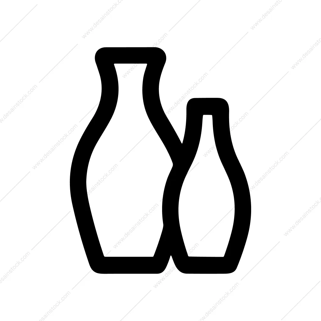 Simple Outline Twin Vase Minimalist Home Decoration Icon