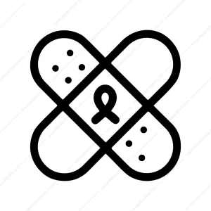 Line Style Adhesive Bandage Ribbon Support Symbol Icon